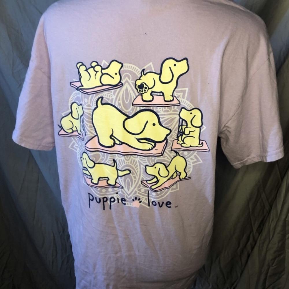 CUTE Medium Purple Puppy Love Yoga T-shirt!
